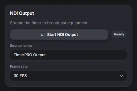 NDI output settings