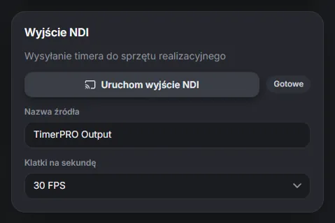 Ustawienia wyjścia NDI