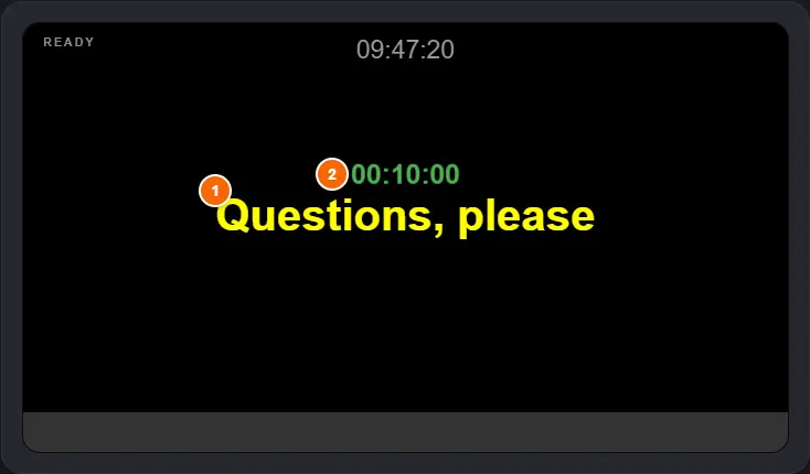 Message on screen