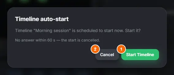 Start confirmation