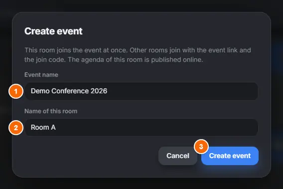 Event with several rooms