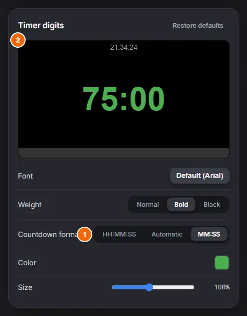 Countdown format