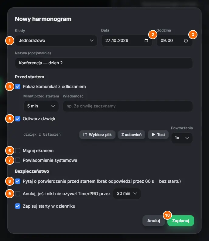 Nowy harmonogram