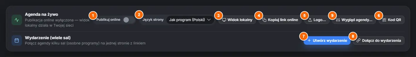 Pasek Agenda na żywo