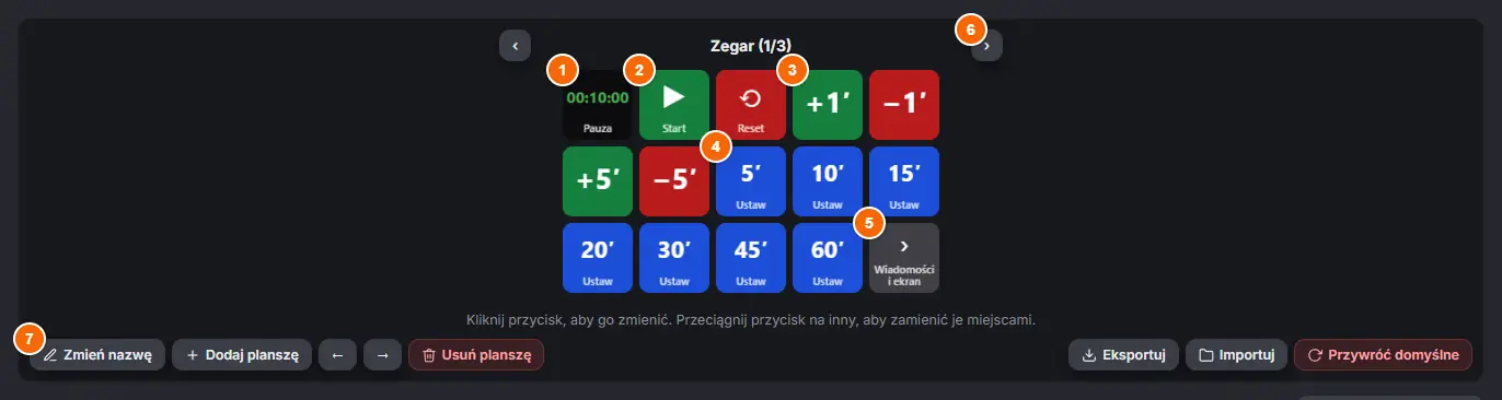 Gotowe plansze i odliczanie na przycisku